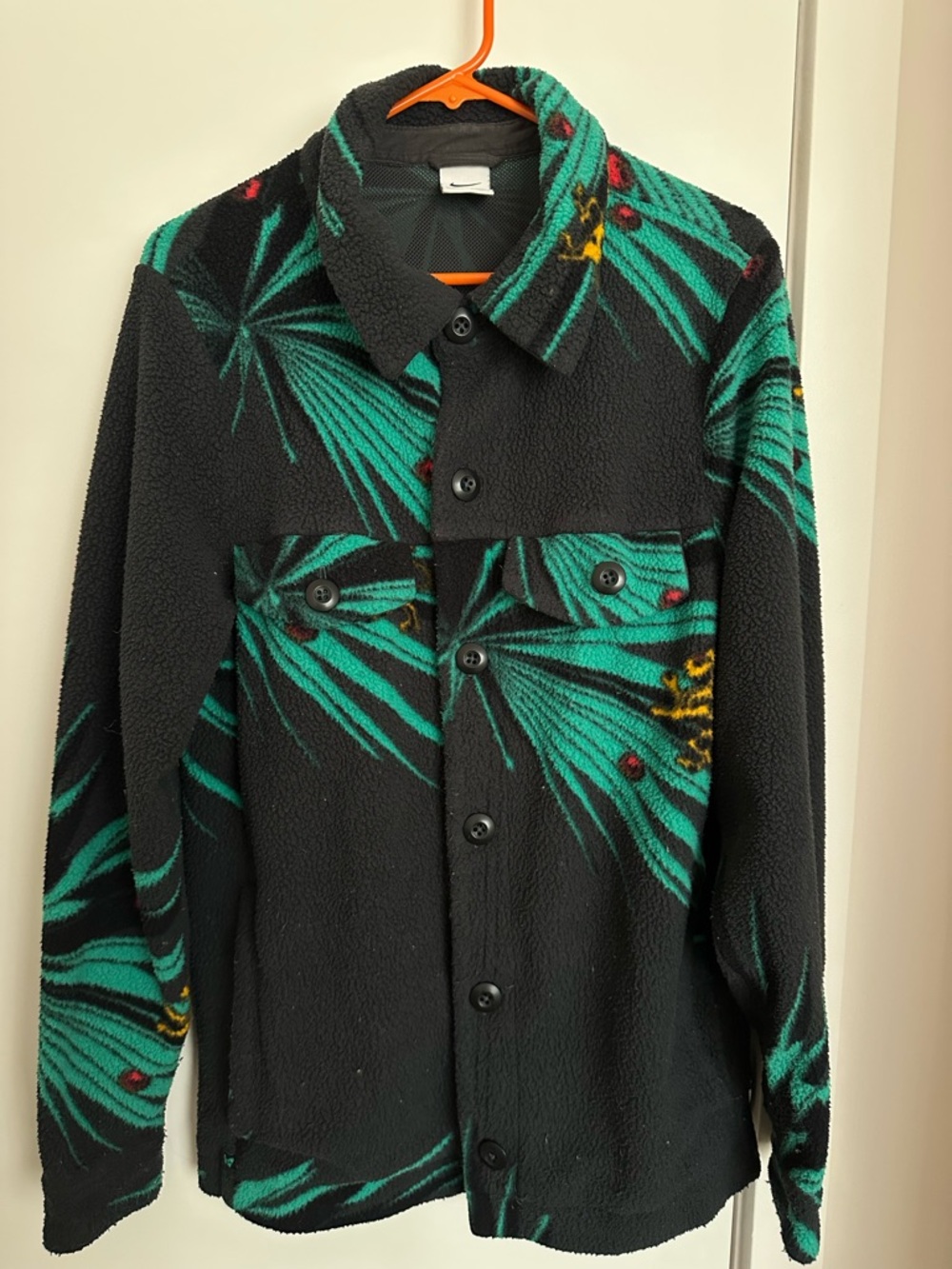 Nike Black Fleece Shirt Jacket with Teal Palm Print
